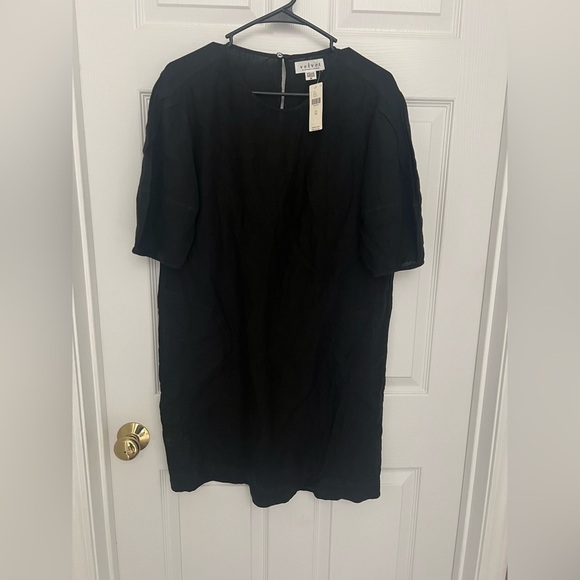 Velvet Dresses & Skirts - Velvet by Graham & Spencer for Anthropologie  Black Short Sleeve Linen Dress NWT